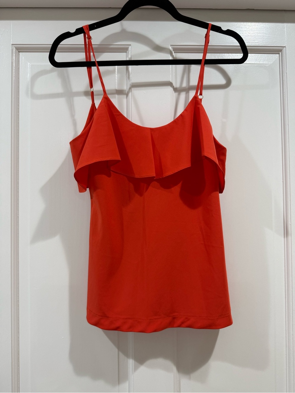 Aaron Ashe Orange Ruffle Spaghetti Strap Cami